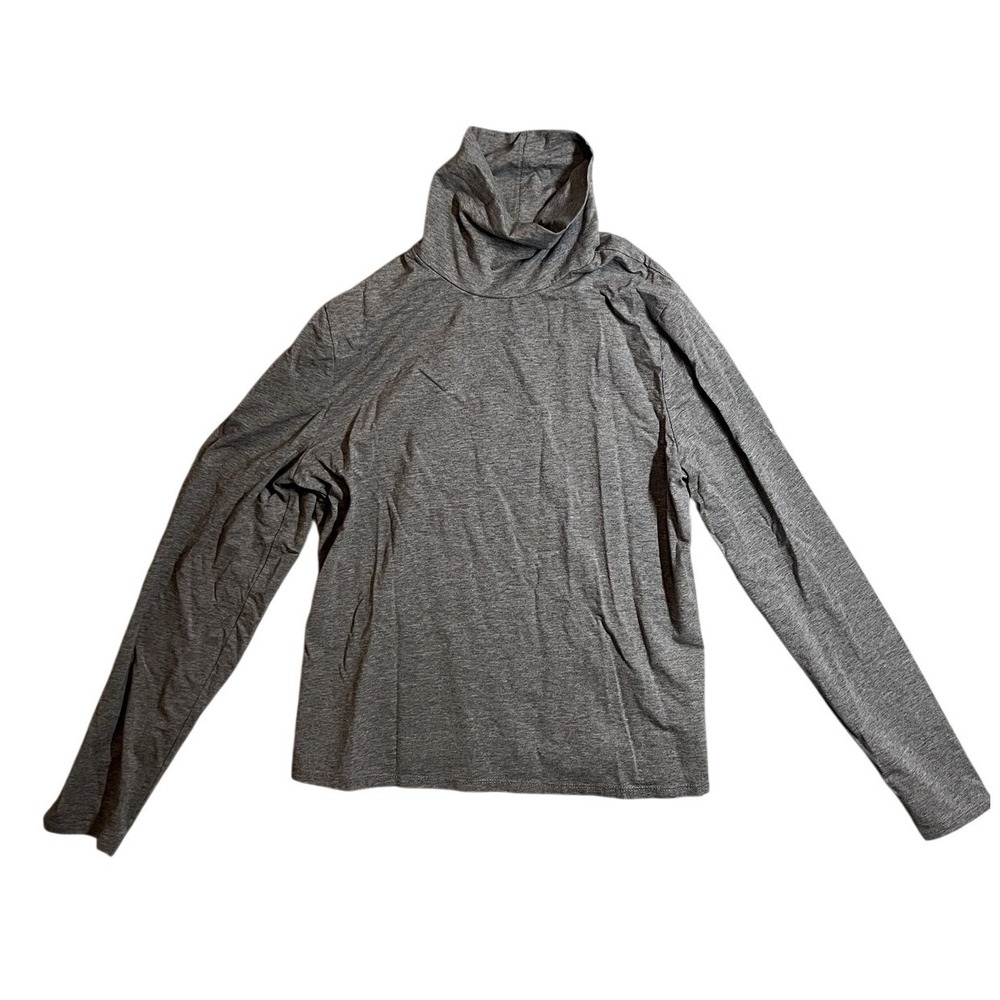 Marled Essentials Women's Gray Turtleneck Long Sleeve Top Size L Heathered